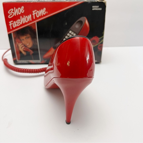 Vintage 1980s Red High Heel Stiletto Shoe Phone Telephone with Box - Picture 2 of 10
